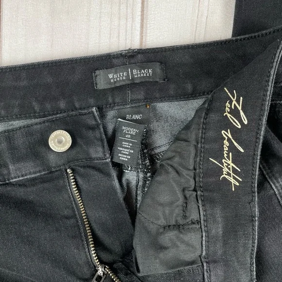 WHBM Modern Flare Jeans Women’s 4 Black Embellished Y2K Gorpcore Goth Casual - Picture 12 of 16